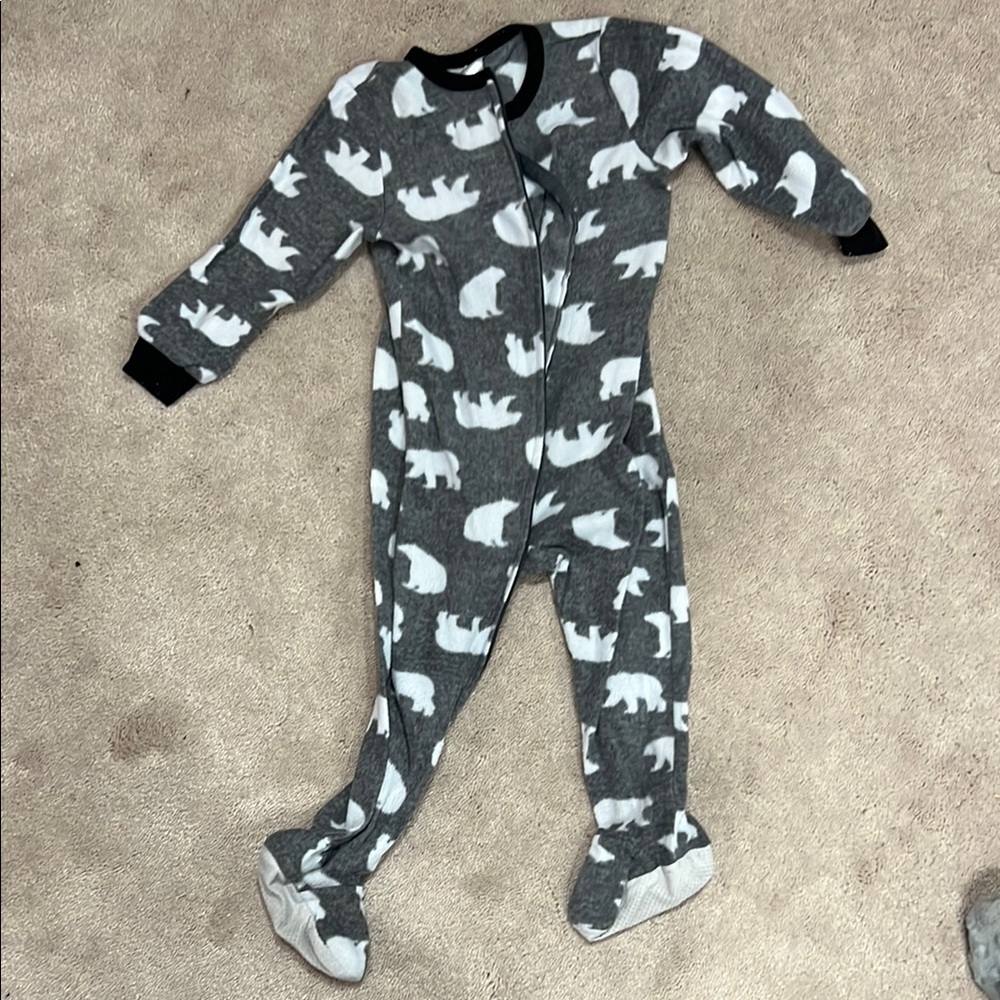 Gray and White Animal Print Footie Pajama